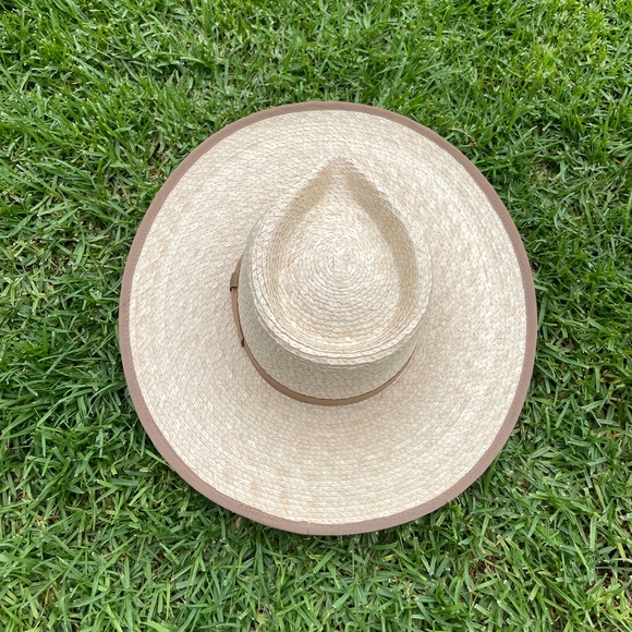 wyeth maddie tan palm straw panama western rancher ribbon trim sun hat One size - Picture 4 of 7